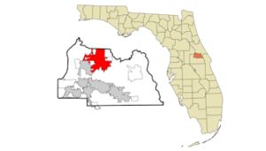 Image of Seminole County map overlaid on Florida Map 335 by 190 pixels